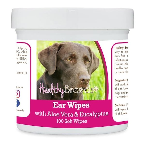 Healthy Breeds 192959823998 Labrador Retriever Ear Cleaning Wipes with Aloe & Eucalyptus for Dogs - 100 Count 192959823998 - main